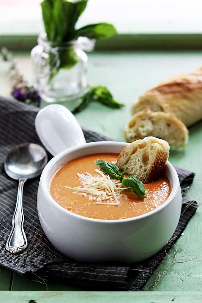 Slow Cooker Tomato Basil Parmesan Soup