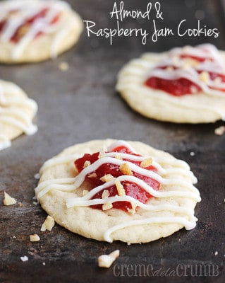 Almond & Raspberry Jam Cookies - Creme De La Crumb