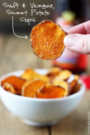 Salt & Vinegar Sweet Potato Chips - Creme De La Crumb