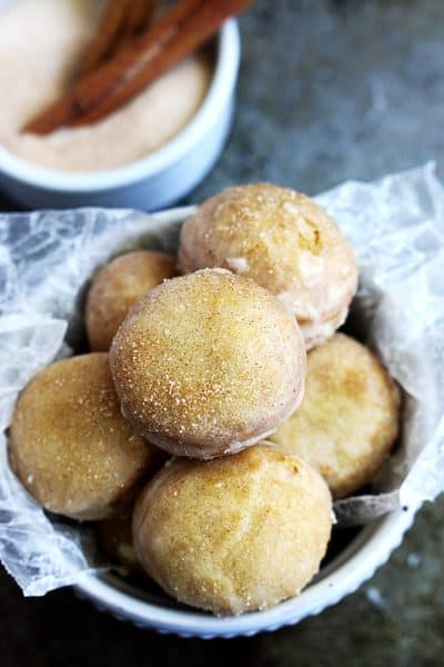 Cinnamon Sugar Glazed Pumpkin Donut Holes - Creme De La Crumb