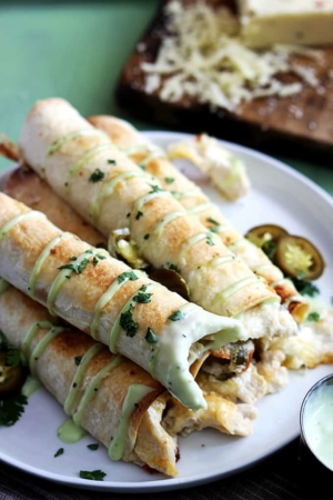 Slow Cooker Jalapeño Popper Chicken Taquitos - Creme De La Crumb