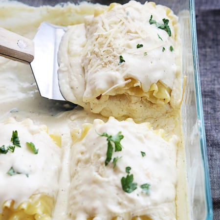 White Chicken lasagne Rollups