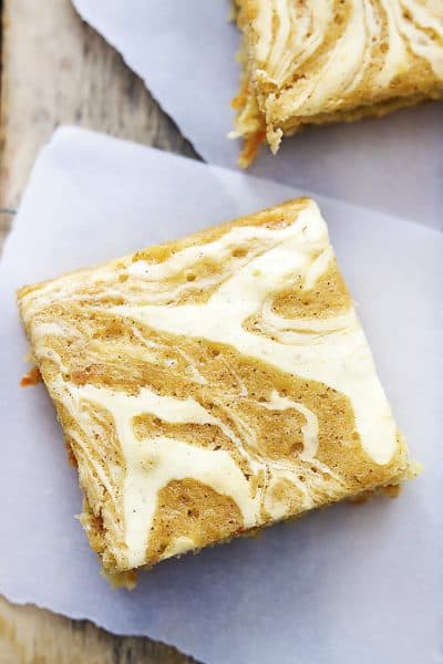 Cream Cheese Swirled Carrot Cake Bars - Creme De La Crumb