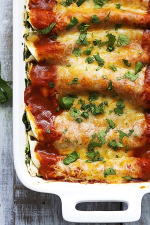 Cheesy Spinach Enchiladas - Creme De La Crumb