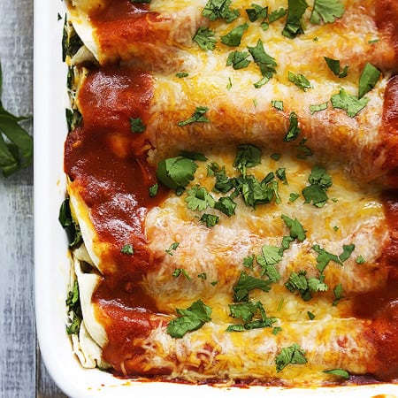 Cheesy Spinach Enchiladas - Creme De La Crumb