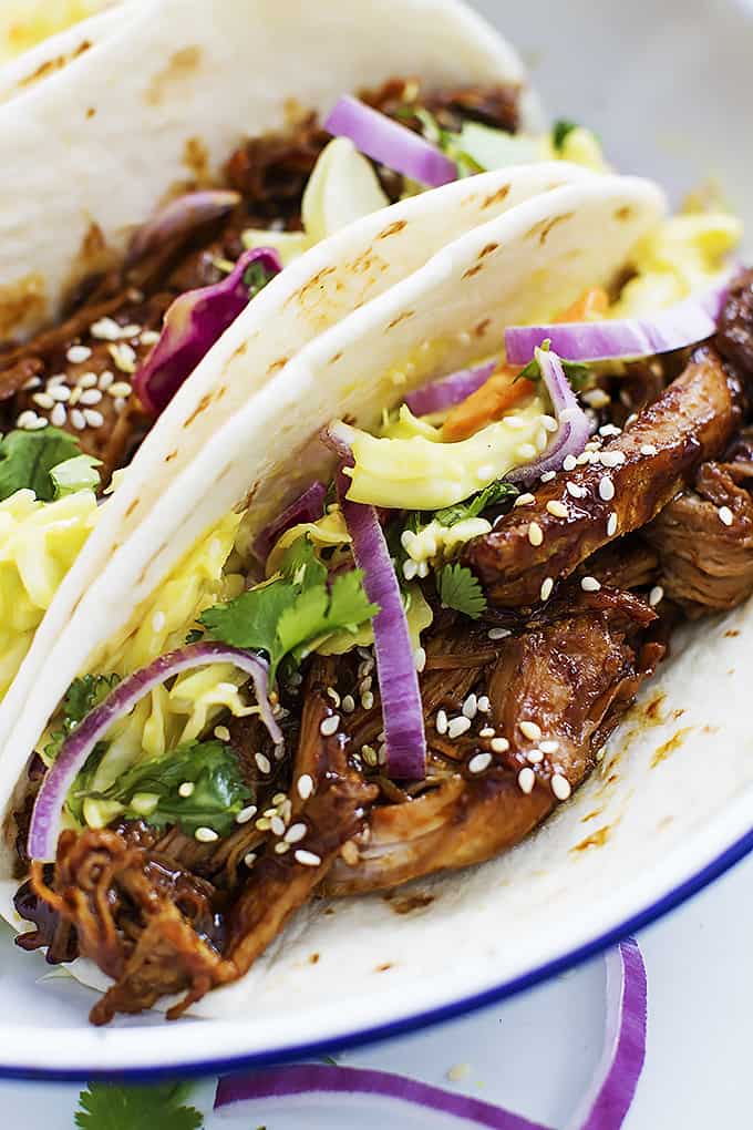 Slow Cooker Korean BBQ Pork Tacos Creme De La Crumb