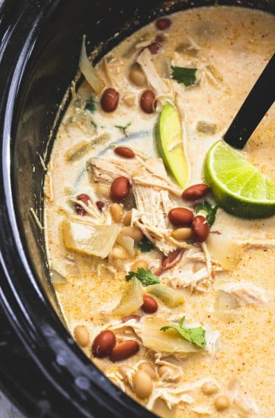 Slow Cooker Cream Cheese Chicken Chili - Creme De La Crumb