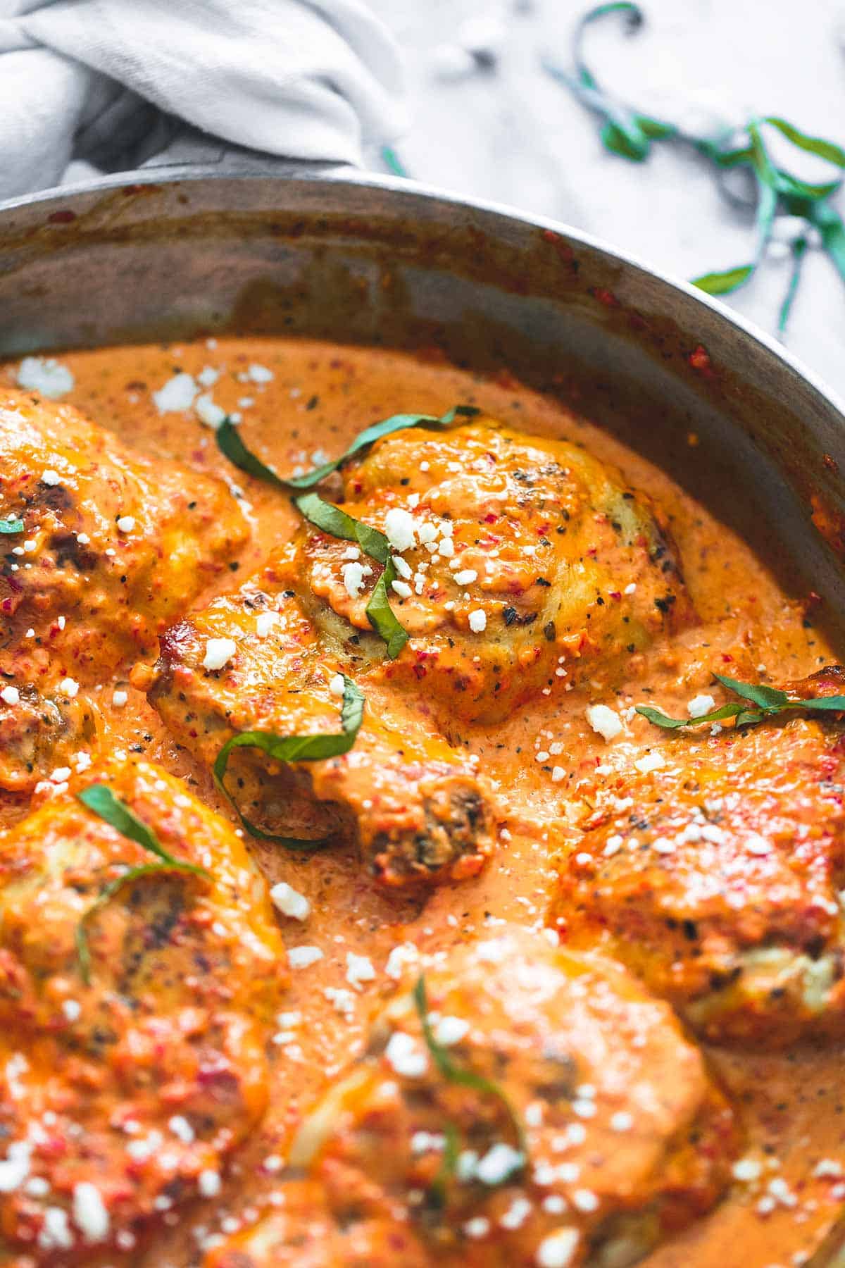 One Pan Mediterranean Chicken with Roasted Red Pepper Sauce | Creme De ...