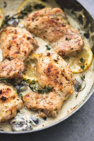 Creamy Lemon Thyme Chicken - Creme De La Crumb