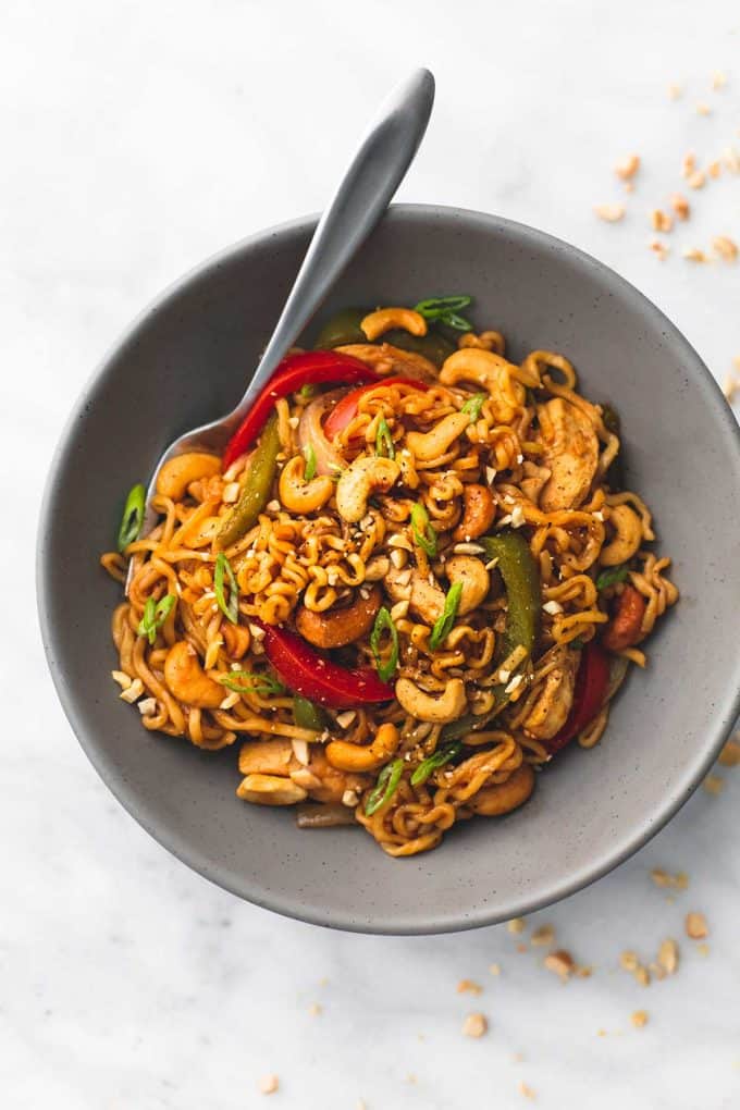 One Pot Cashew Chicken Ramen - Creme De La Crumb