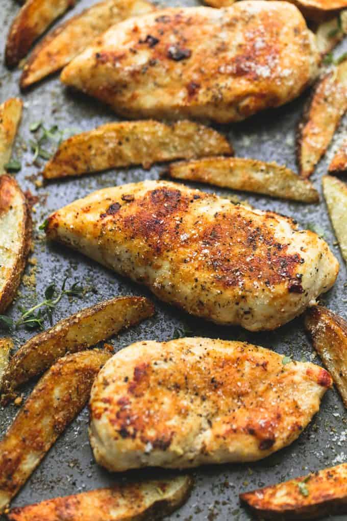 Sheet Pan Garlic Parmesan Chicken & Potatoes - Creme De La Crumb