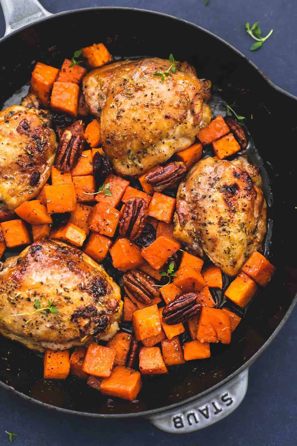 Honey Roasted Chicken And Sweet Potatoes Skillet Creme De La Crumb