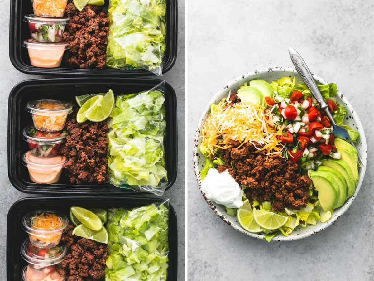 Easy Taco Salad Meal Prep Bowls - Meals with Maggie