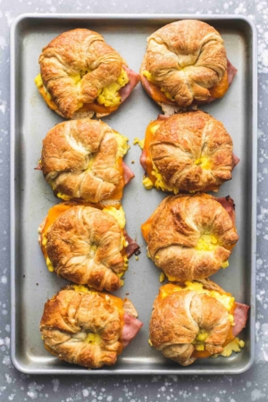 Baked Croissant Breakfast Sandwiches - Creme De La Crumb