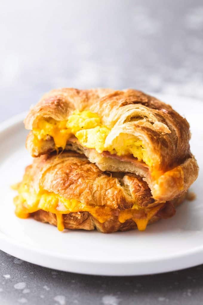 Baked Croissant Breakfast Sandwiches - Creme De La Crumb