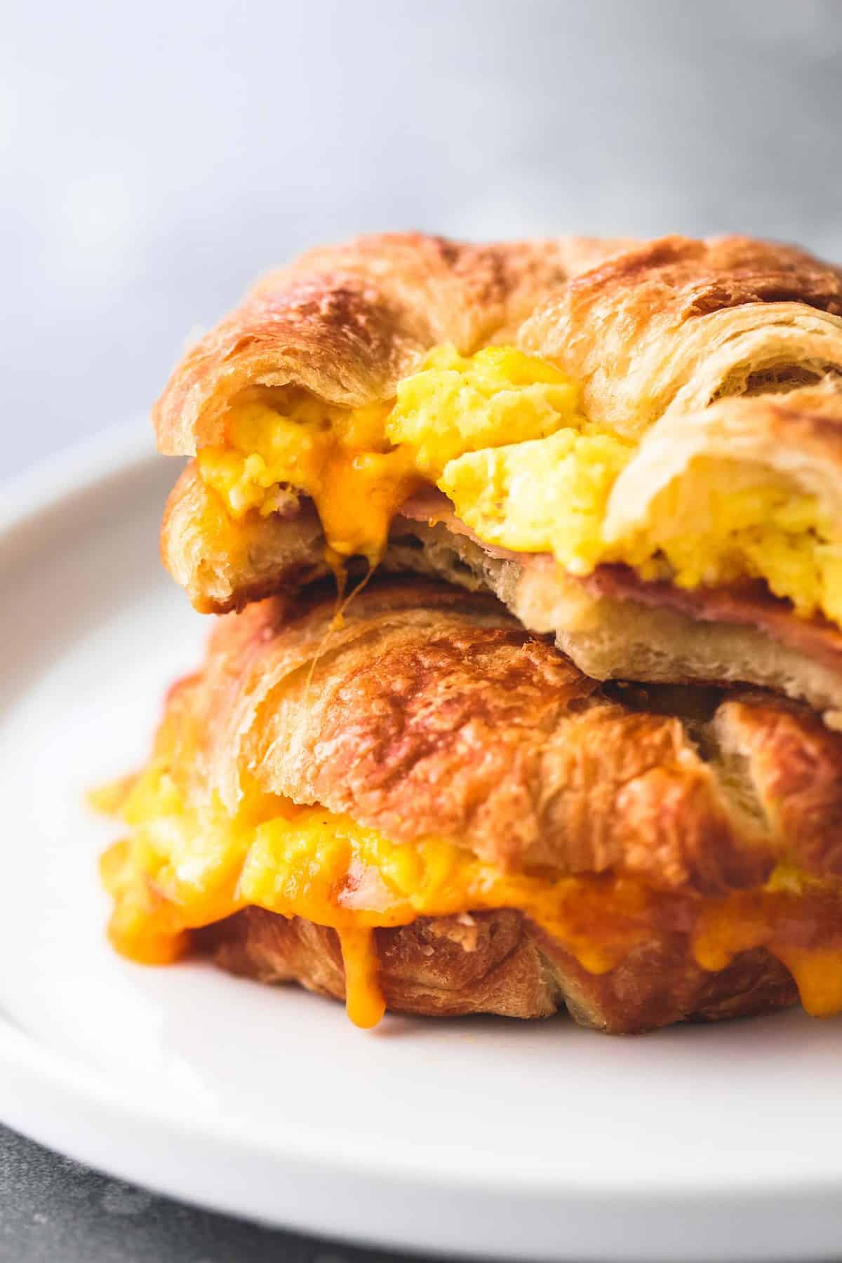 Baked Croissant Breakfast Sandwiches | Creme De La Crumb