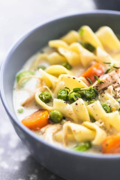 Slow Cooker OR Instant Pot Creamy Chicken Noodle Soup - Creme De La Crumb