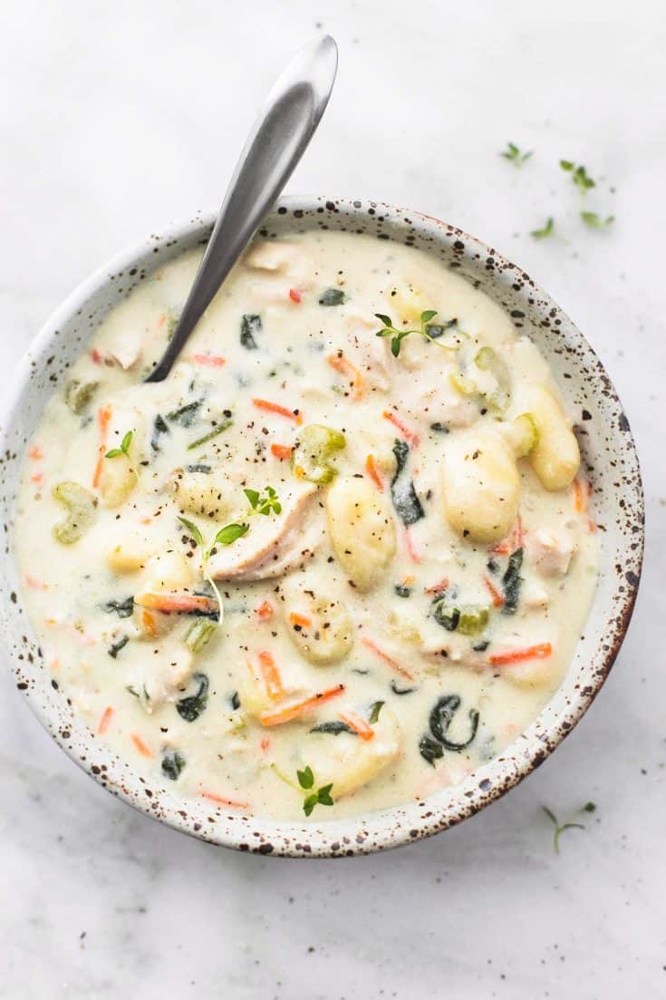 Slow Cooker Chicken Pot Pie Soup - Creme De La Crumb