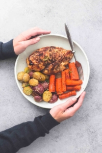 Sheet Pan Balsamic Chicken with Potatoes and Carrots - Creme De La Crumb