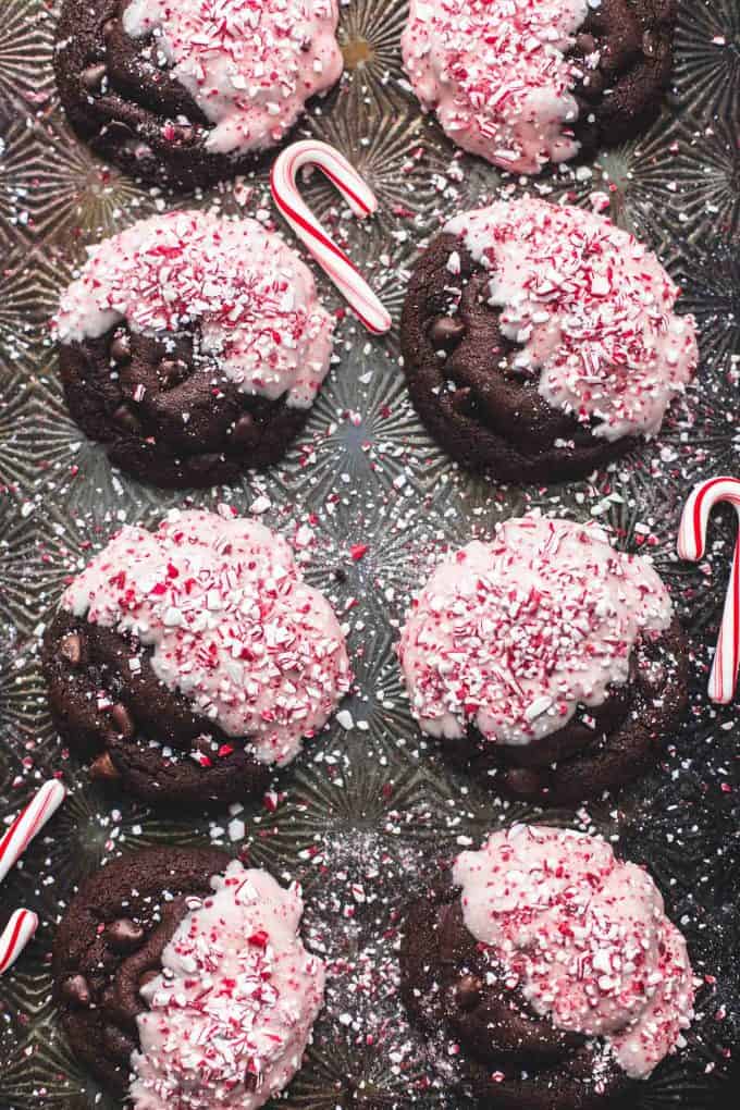 Double Chocolate Peppermint Bark Cookies Creme De La Crumb