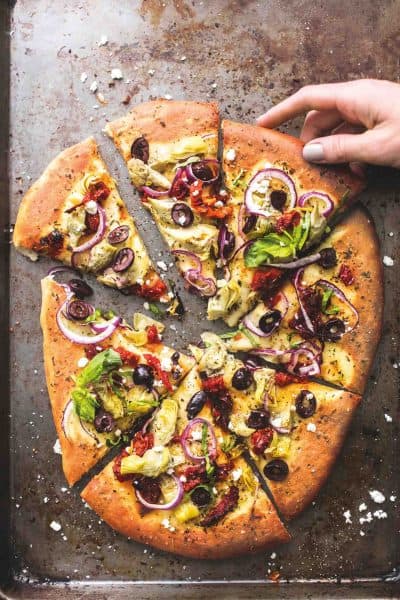 Mediterranean Veggie Pizza - Creme De La Crumb