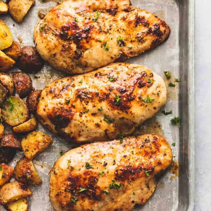 Sheet Pan Chicken and Potatoes (Five Ingredients) - Creme De La Crumb