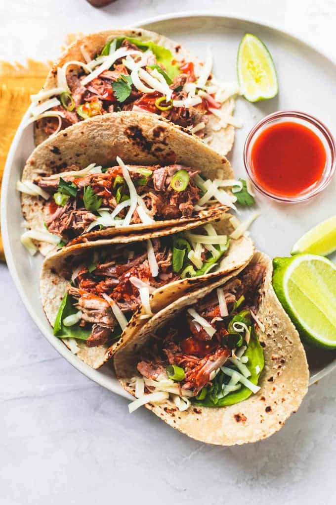 Slow Cooker Pulled Pork Tacos - Creme De La Crumb