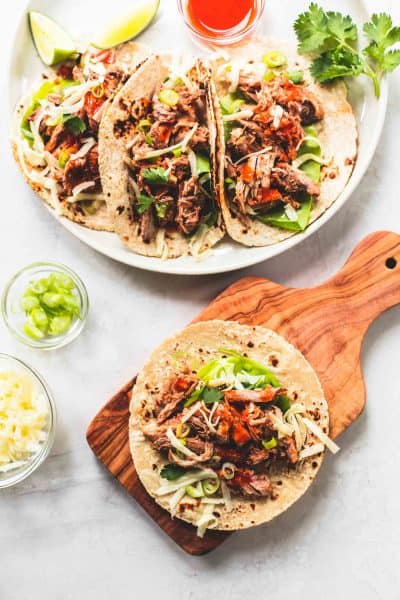 Slow Cooker Pulled Pork Tacos - Creme De La Crumb