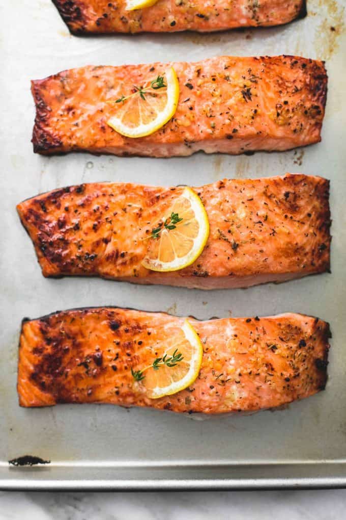 Best Easy Healthy Baked Salmon recipe | lecremedelacrumb.com