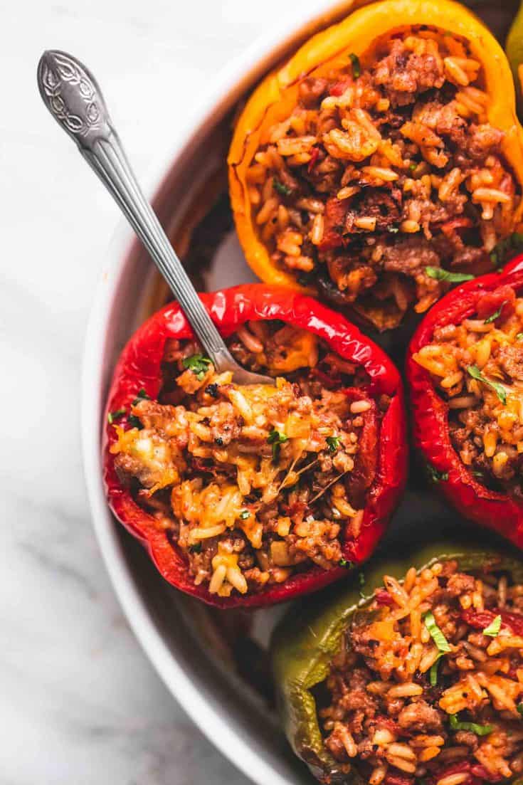 BEST Ever Easy Stuffed Peppers (Five Ingredients) - Creme De La Crumb