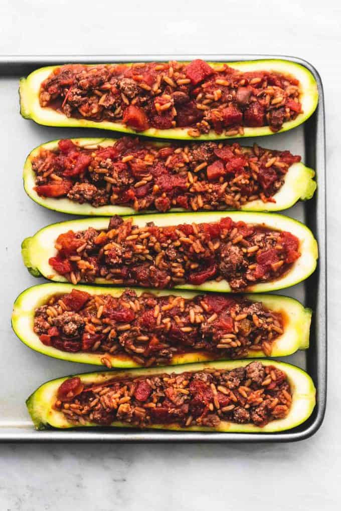 Easy Taco Stuffed Zucchini Boats - Creme De La Crumb