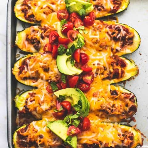 Easy Taco Stuffed Zucchini Boats - Creme De La Crumb