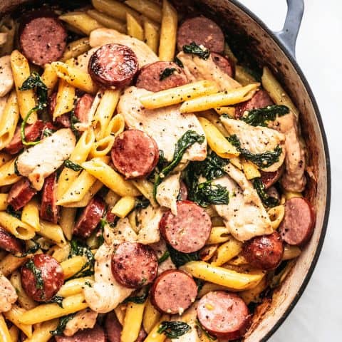 Chicken and Sausage Pasta - Creme De La Crumb