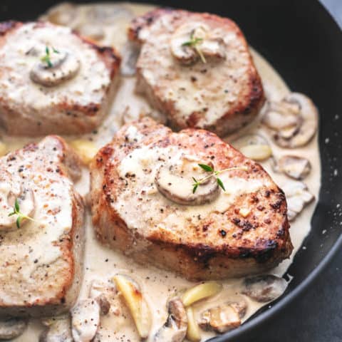 Baked Pork Chops with Creamy Mushroom Sauce - Creme De La Crumb