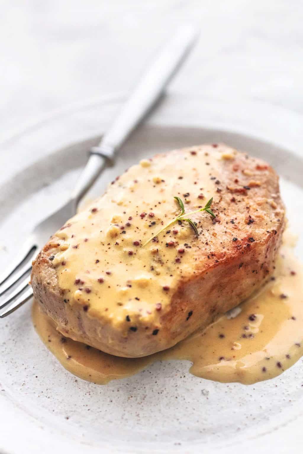 Baked Pork Chops with Dijon Cream Sauce - Creme De La Crumb