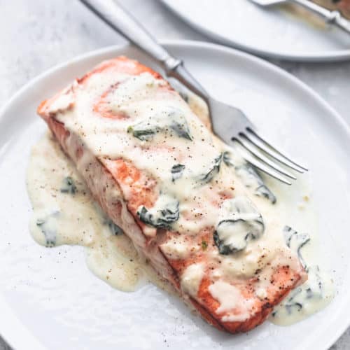 Salmon with Spinach Cream Sauce - Creme De La Crumb