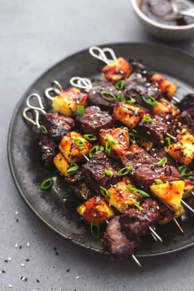 Teriyaki Steak and Pineapple Kabobs - Creme De La Crumb