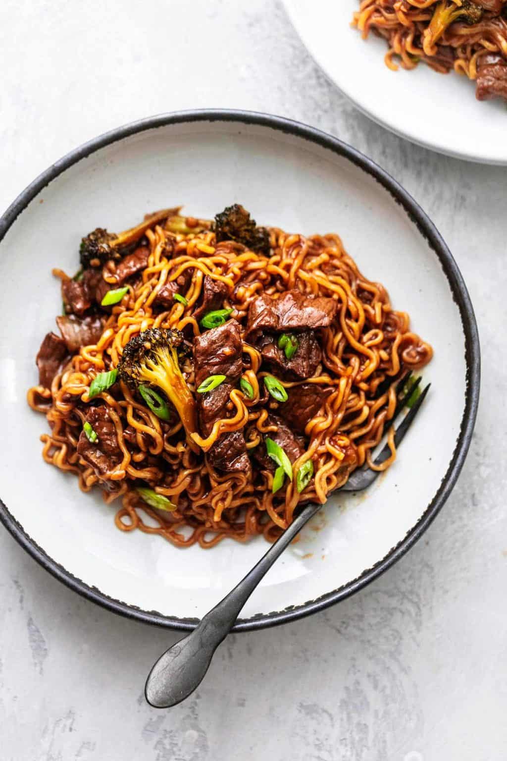 Mongolian Beef and Broccoli with Noodles - Creme De La Crumb