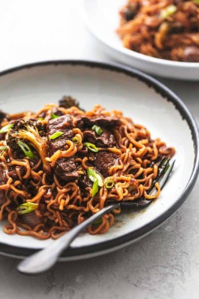 Mongolian Beef and Broccoli with Noodles - Creme De La Crumb