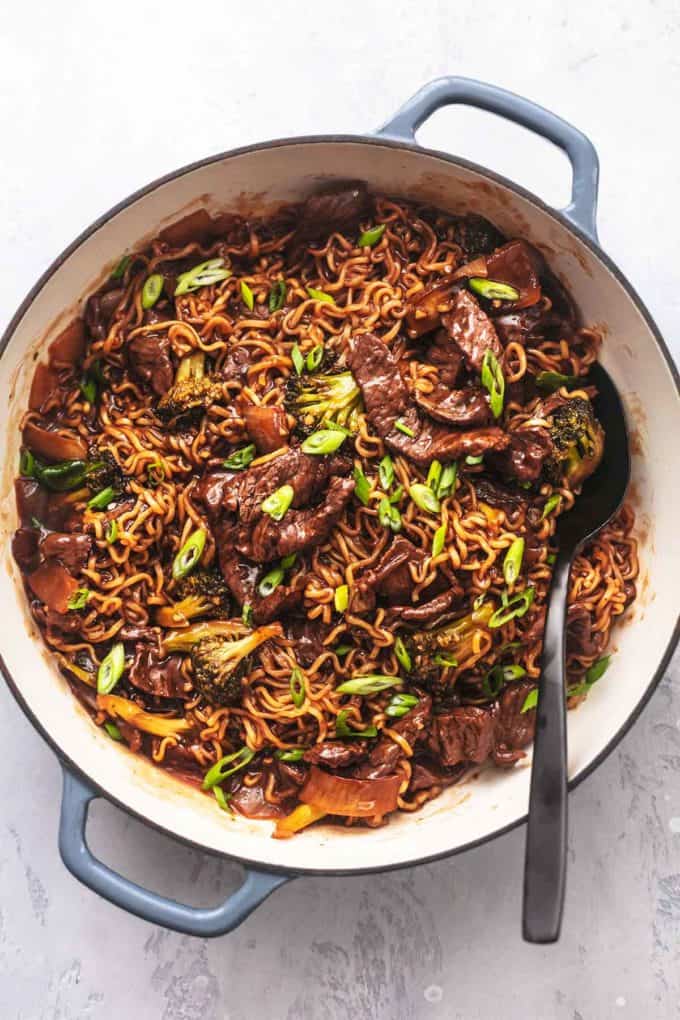 Mongolian Beef and Broccoli with Noodles - Creme De La Crumb