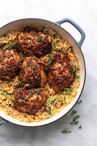 One Pot Greek Chicken And Orzo - Creme De La Crumb