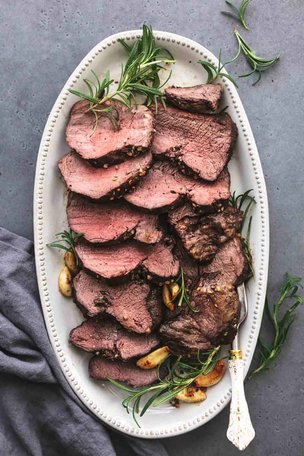 Roasted Garlic Butter Beef Tenderloin - Creme De La Crumb