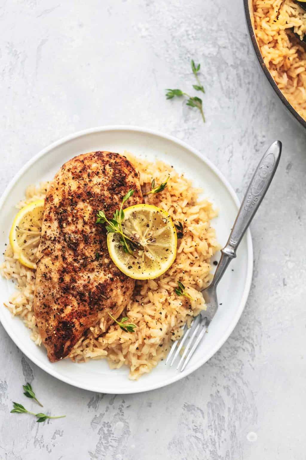 One Pot Lemon Herb Chicken And Rice - Creme De La Crumb