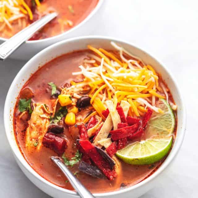 Slow Cooker or Instant Pot Chicken Tortilla Soup - Creme De La Crumb