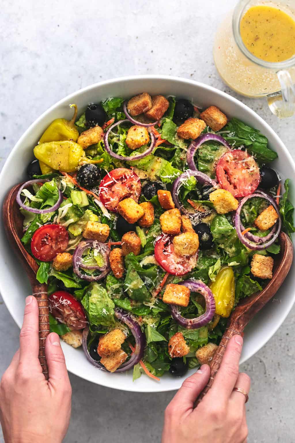 Copycat Olive Garden Salad and Dressing Recipe - Creme De La Crumb