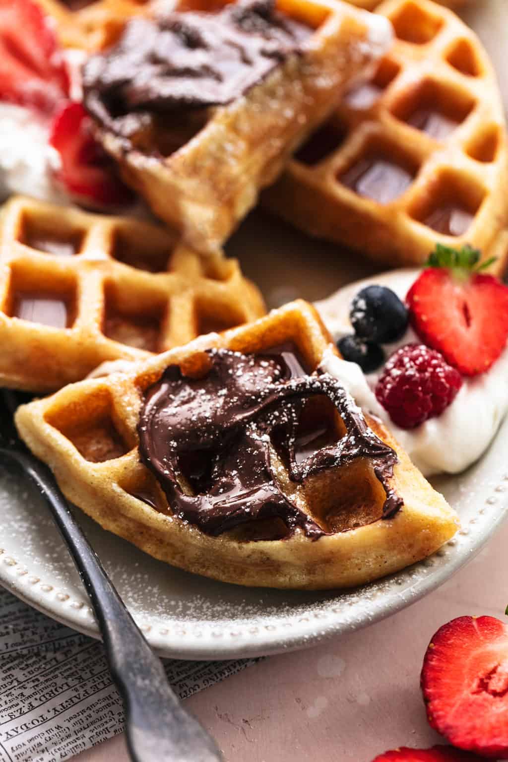 Homemade Belgian Waffles With Whipped Cream - Creme De La Crumb