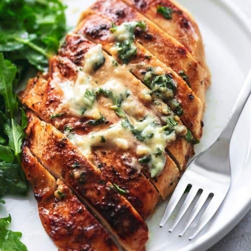 Cast Iron Chicken Breasts with Garlic Herb Butter ~ Barley & Sage