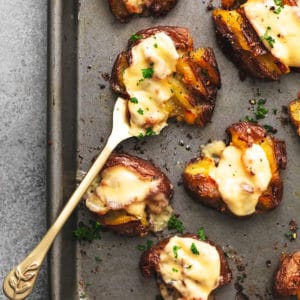 Crispy Oven Roasted Smashed Potatoes - Creme De La Crumb