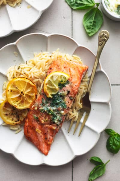 Grilled Salmon with Lemon Garlic Butter - Creme De La Crumb