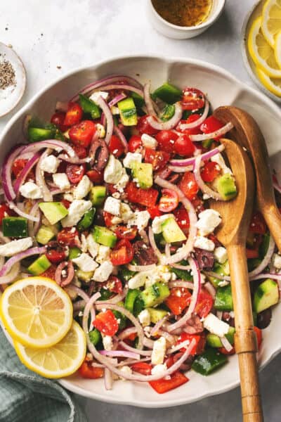 Mediterranean Salad with Greek Salad Dressing - Creme De La Crumb